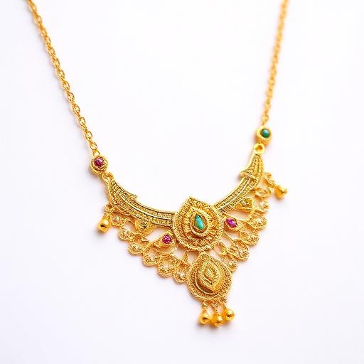 Gold Necklace - Elegant 22K gold necklace with traditional Indian design